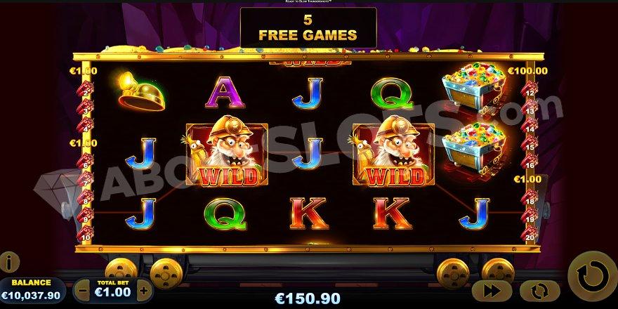 A win with Wild Symbols on reels 2 and 4 in the free spins.