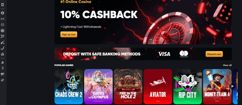  Instant casino’s vibrant  homepage displays ongoing bonuses and popular games.