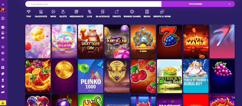  JackTop Casino slot games, table games, and live casino games.