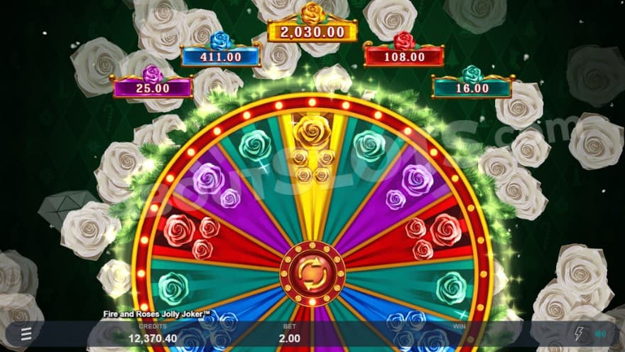 Jackpot wheel where you can see the potential prizes above the wheel.