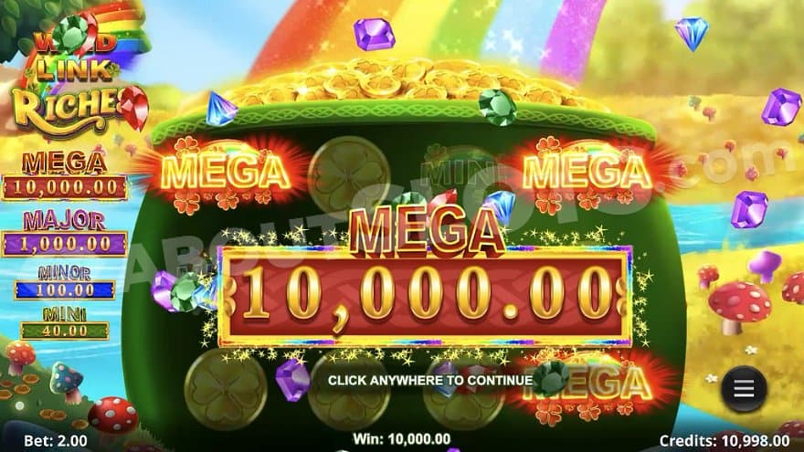 A text saying "Mega Win."