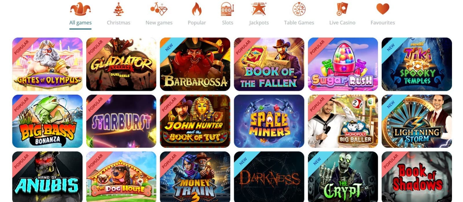 The games section of LocoWin casino showcases a selection of slot titles, such as Gates of Olympus, Big Bass Bonanza, and more.