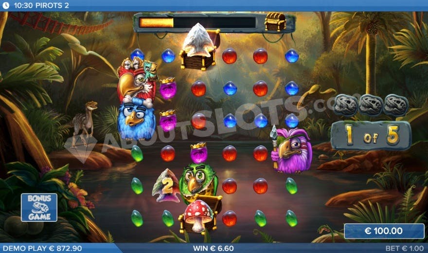 A screenshot from the Free Spins view in Pirots 2