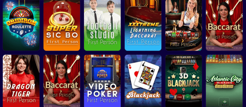 A wide range of live casino games offered by Wazbee Casino.