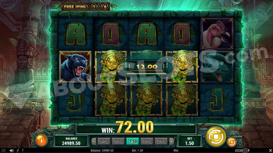 Free Spins bonus feature with wilds creating winning combinations.