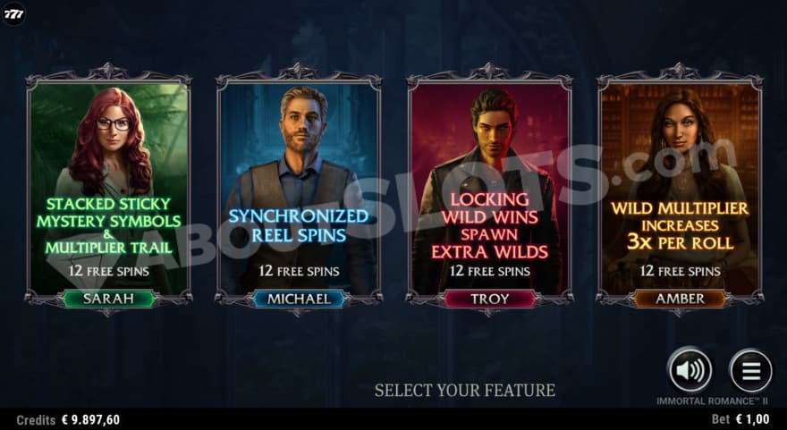 Option to select among four characters with different properties.