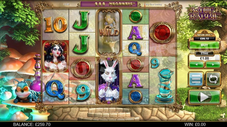 A casino slot with five reels. 