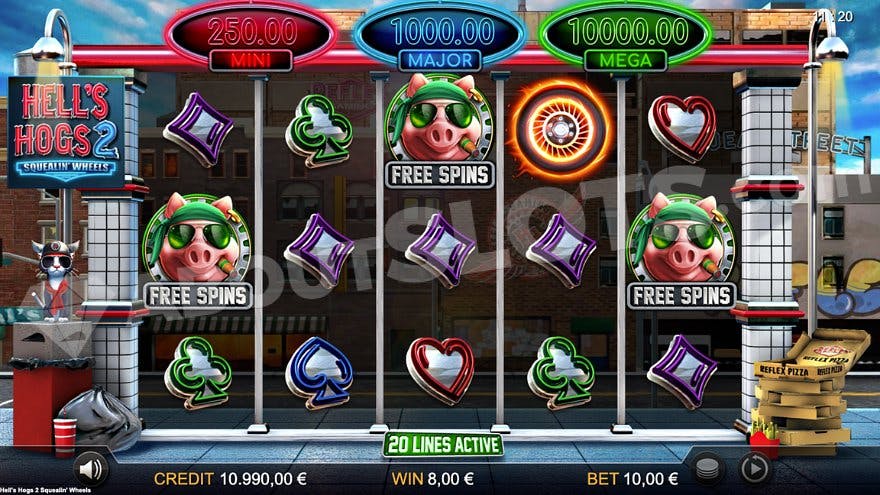 Three Free Spins symbols trigger the Free Spins feature.