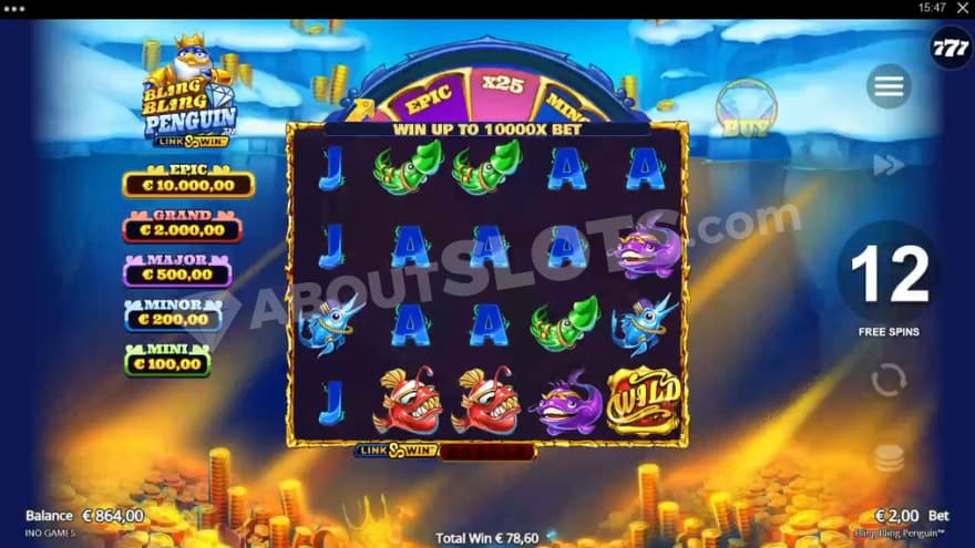 Free Spins feature with gold shown on the bottom of the sea.