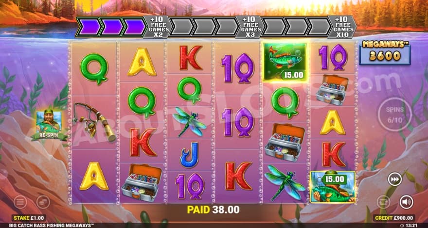 A screenshot from the free spins view in the game.