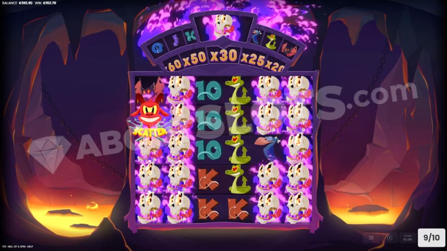 Free Spins feature with a purple skull and a X30 multiplier shown above the main reels.