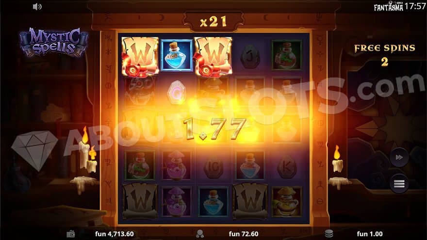 Sticky Spell Free Spins with a current 21X win multiplier.