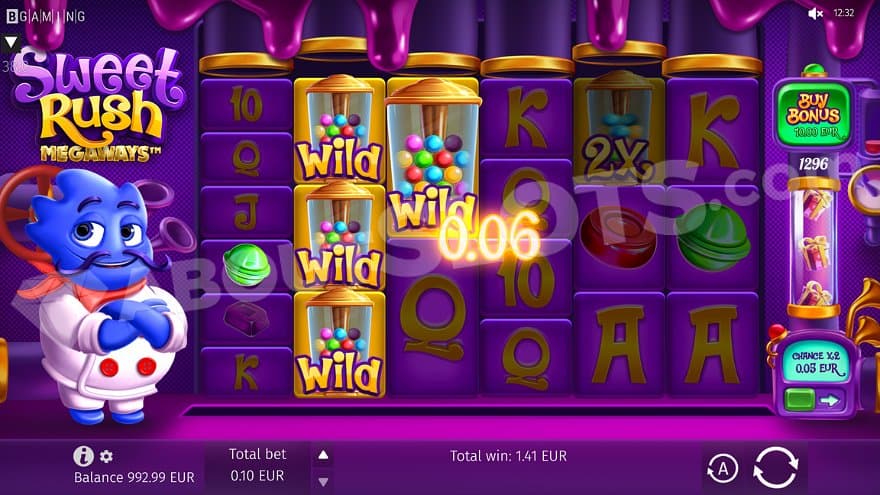 A win with Wild Symbols on the second and third reel.