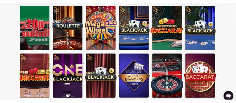 Some of the live casino games offered at MadSlots.