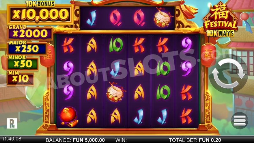 Base game with various Jackpots presented on the left.