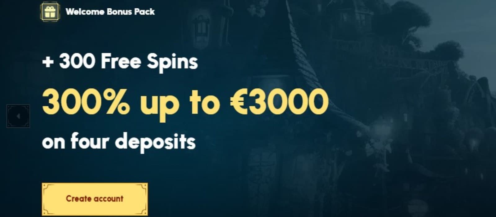 Spellwin Casino’s landing page presents the welcome package of 300% up to 3000 euros and 300 free spins.