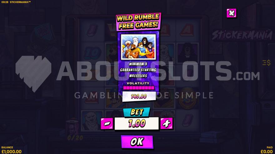 Bonus Buy feature with an option to activate the Wild Rumble Bonus Game for a cost of 140X the bet.