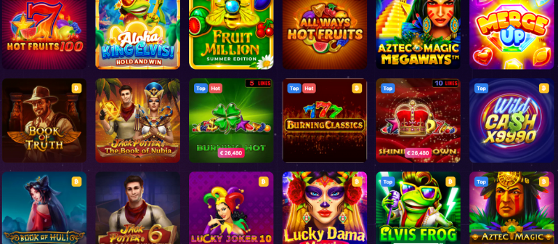 Variety of slot games offered by Run4Win Casino.