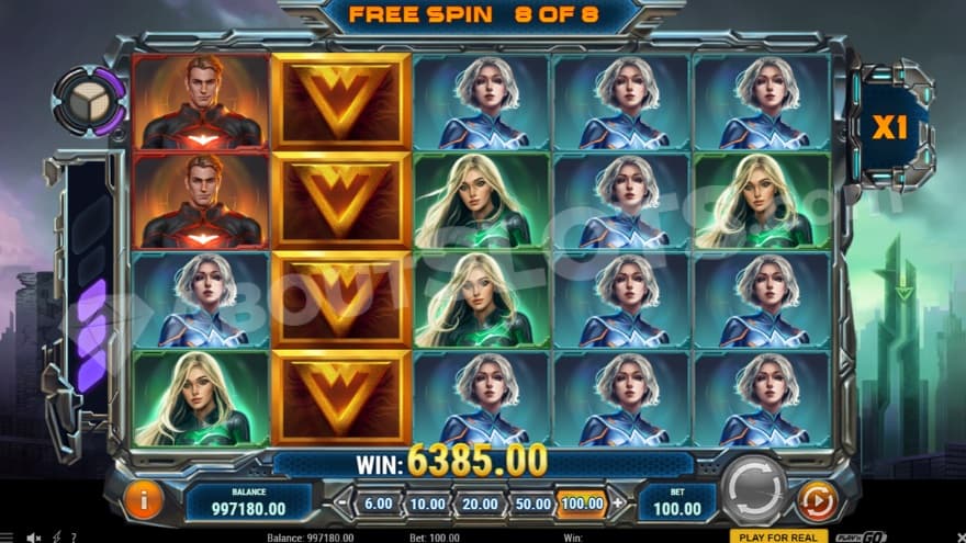 An image of the Doomsday Free Spins with the Blade Flurry and Pillars of flame features active