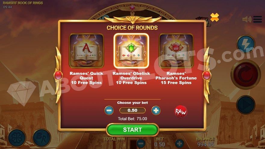 Three Free Spins options in the Bonus Buy.