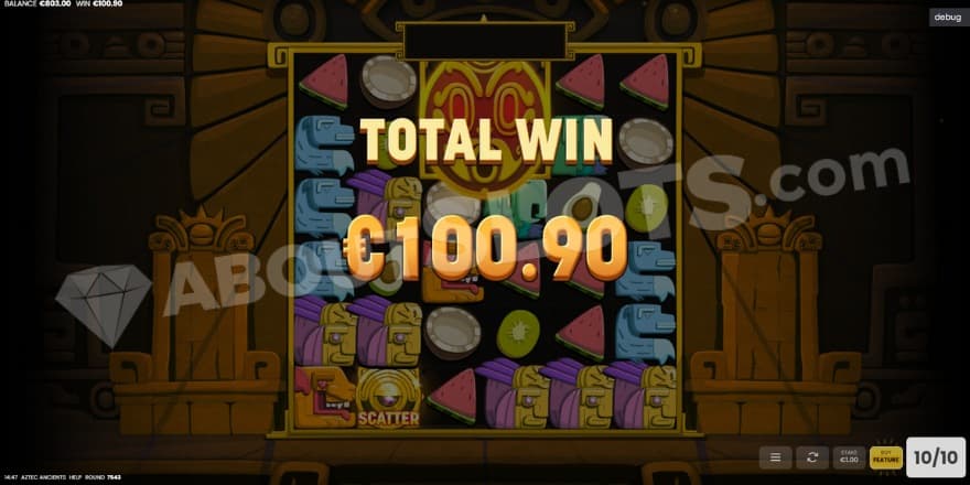 An image of the big win screen after a free spins feature