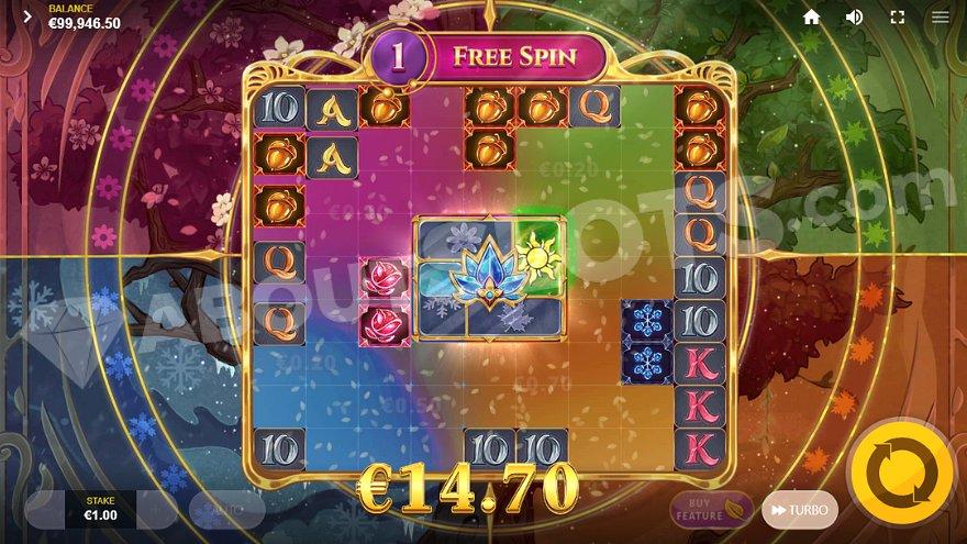 A majority of the symbols explode in a win in the Free Spins.