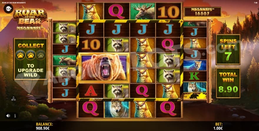 Free Spins bonus game with two collected gold paws on the left.