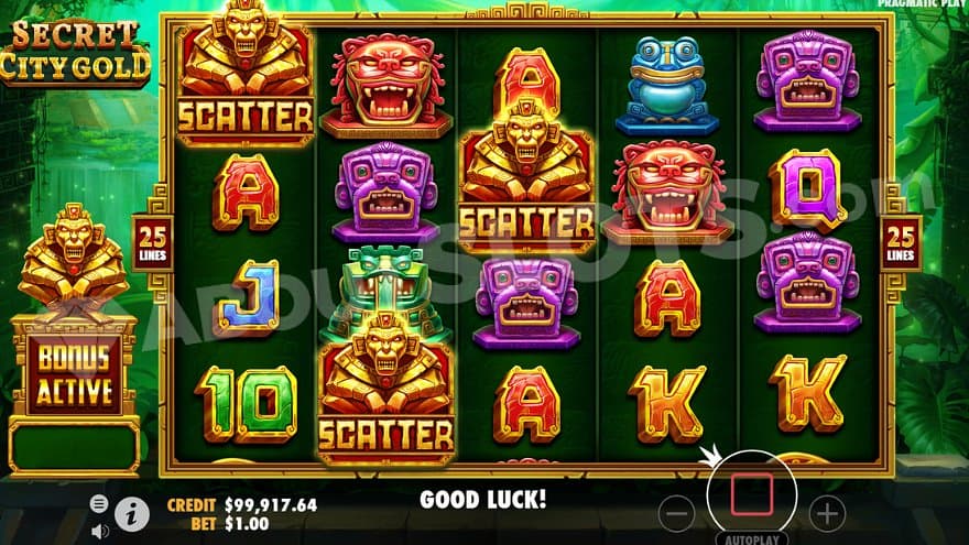 The golden monkey scatter symbol has triggered the free spins by landing on reels 1, 2, and 3.