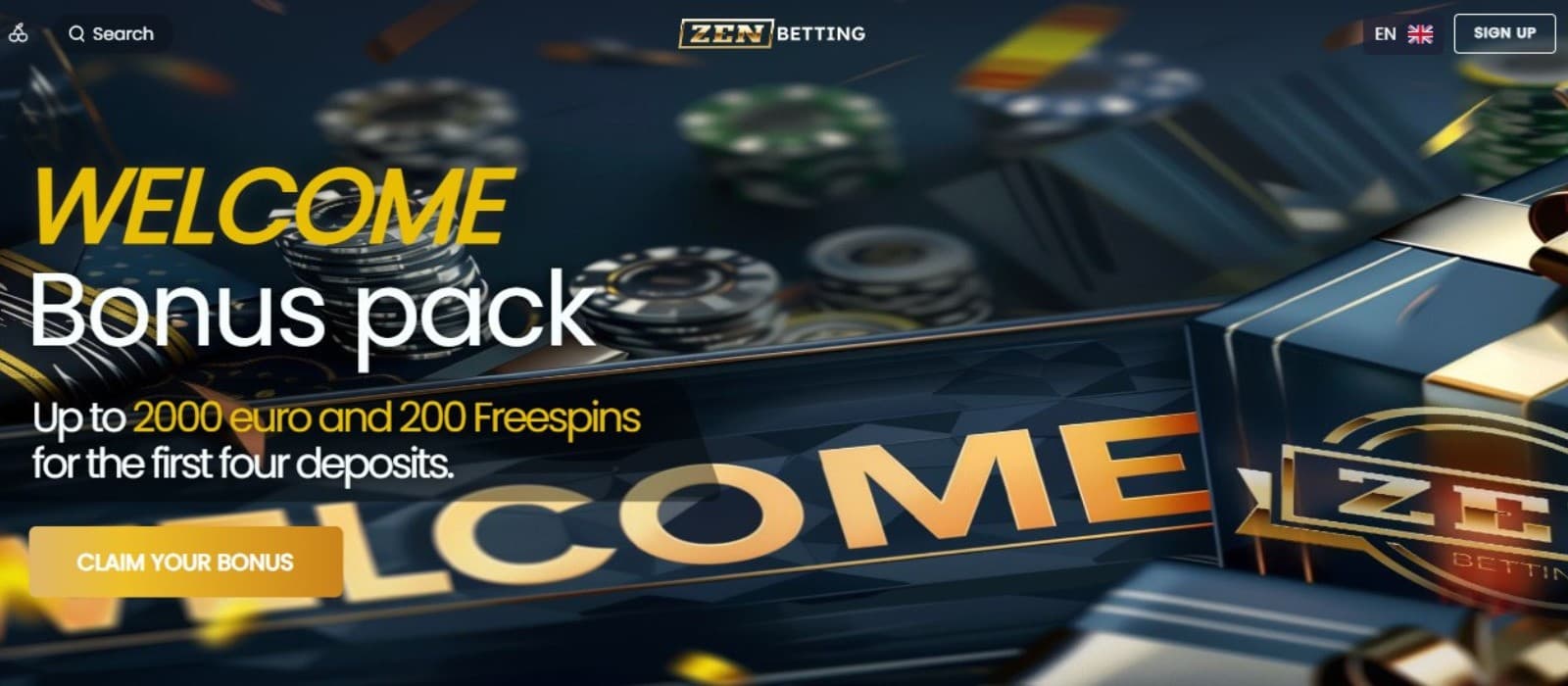 ZenBetting offers a welcome package worth 2,000 EUR + 200 free spins.