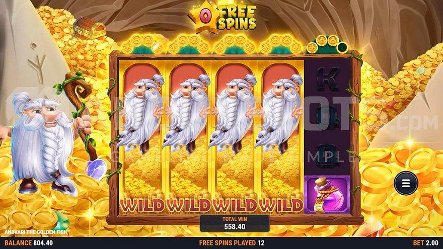 Stacked Wild Symbols on the first 4 reels in the Free Spins.