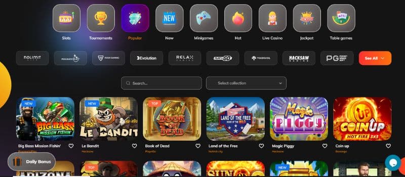 Allreels page for casino games.