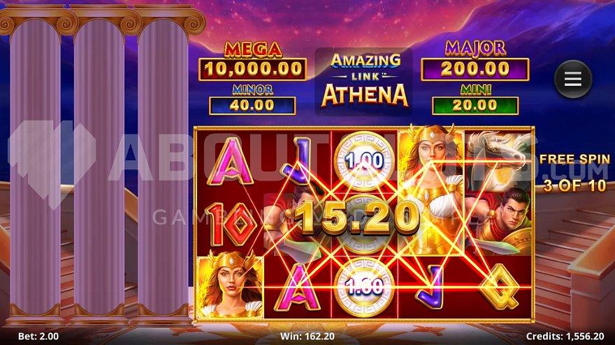 A win of 7.6X the bet in the Free Spins. 