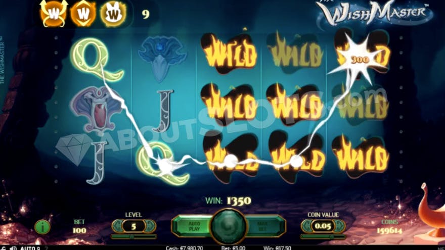 Bonus game with 9 wild symbols on the reels.