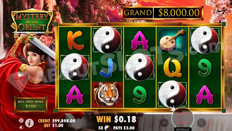 A Scatter Symbol on each reel, triggering 25 free spins.