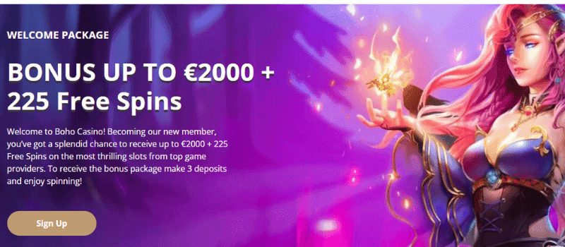 Enjoy a generous welcome bonus at Boho Casino.