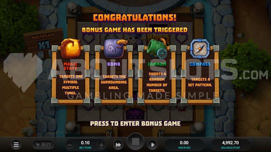 An introduction screen to the Bonus Game. 