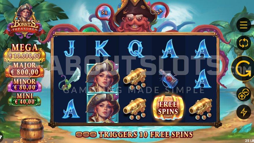 A casino slot with a pirate theme.