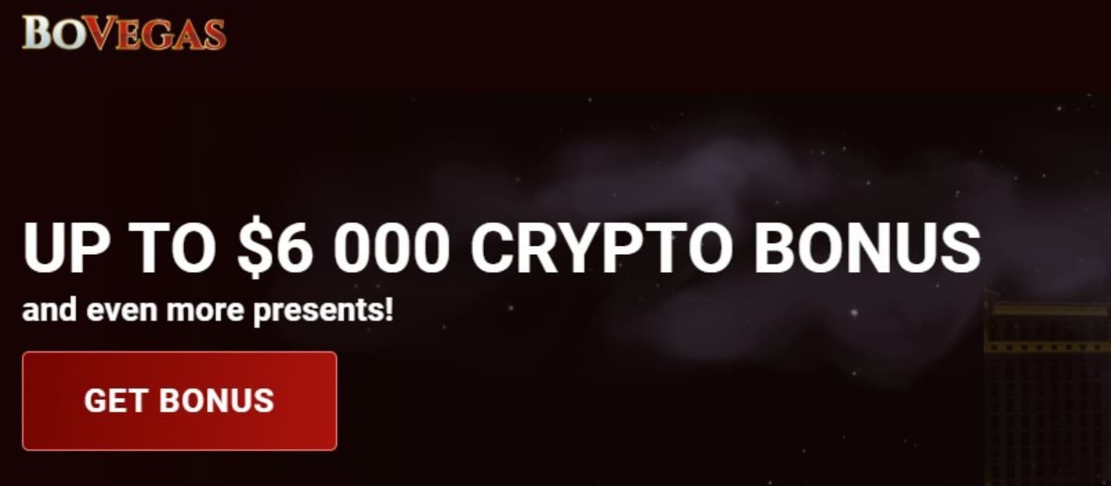 BoVegas Casino’s landing page shows the welcome bonus up to 6000 dollars for crypto players.