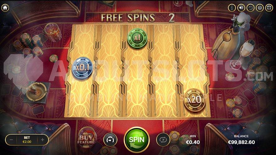 Three cash value symbols on the reels in the Free Spins.