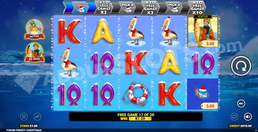 A total win of 87.20 on spin 17 of 20 in the Free Spins.