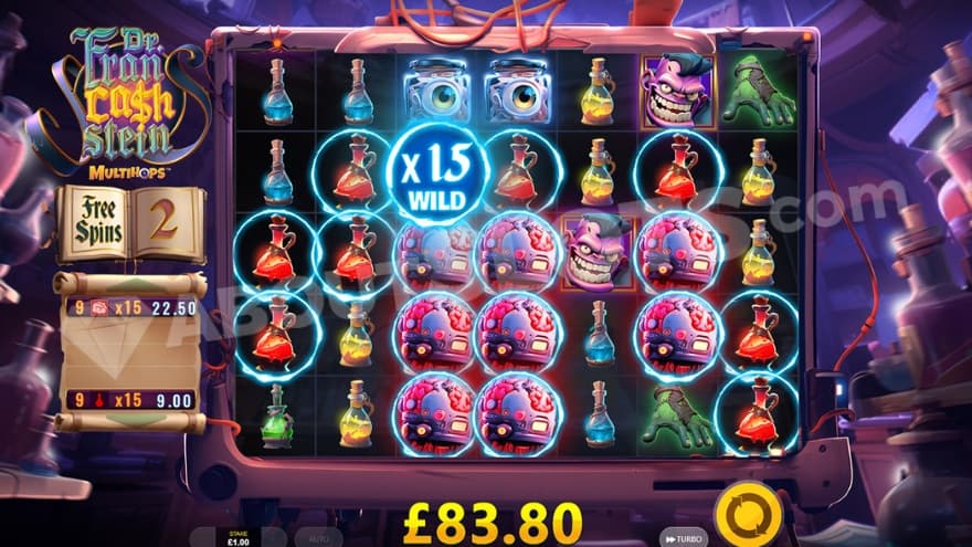 A screenshot from the free spins feature