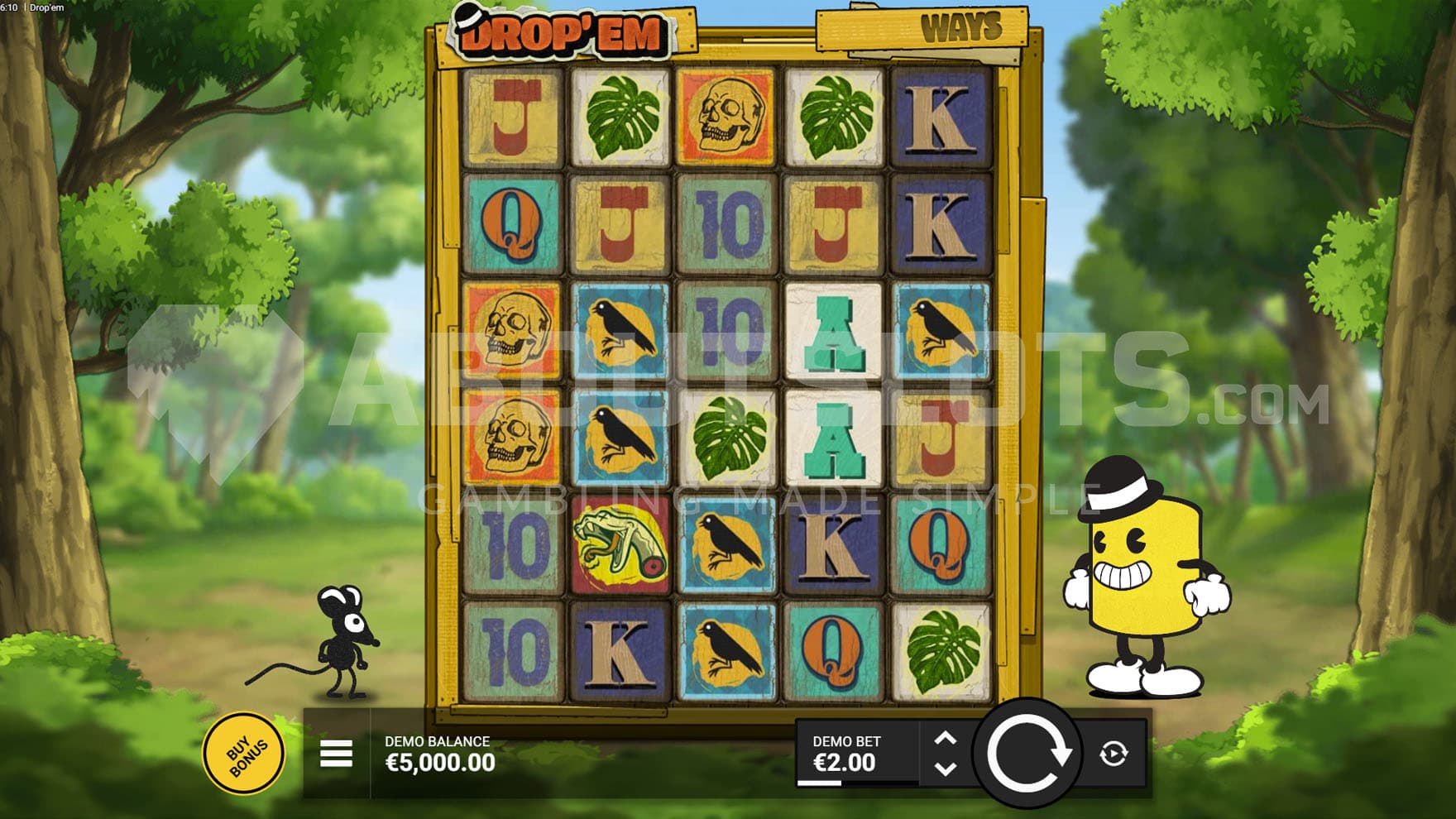 Screenshot from Drop 'Em online slot.