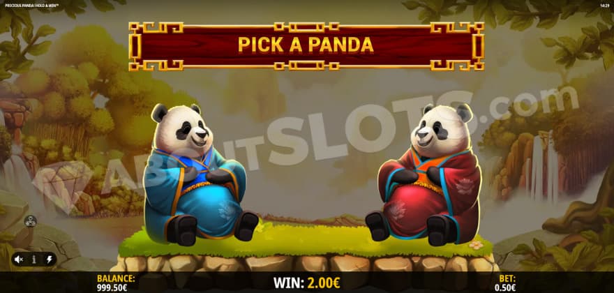 Pick a panda feature, where two pandas can be seen in blue and red, respectively.