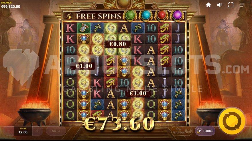 Several cluster wins in the Free Spins.