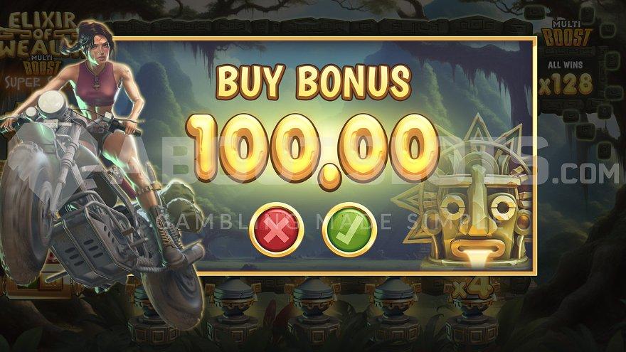 A screen offering the Free Spins for 100X the bet.