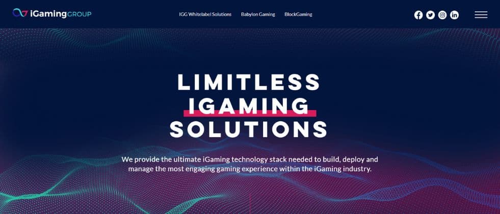 A screenshot of iGaming Group’s homepage, stating that they offer limitless iGaming solutions