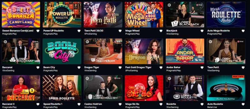 Some of the live casino games at HashLucky.