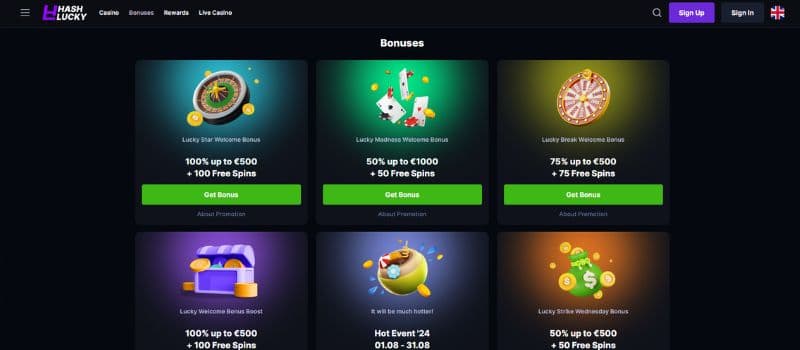 The promotion page for HashLucky.