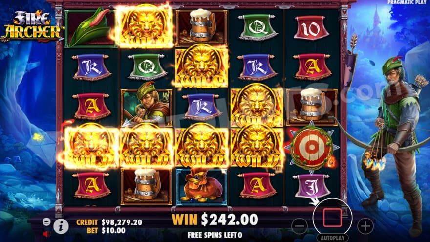 An image of the Free Spins view with plenty of Wild Symbols