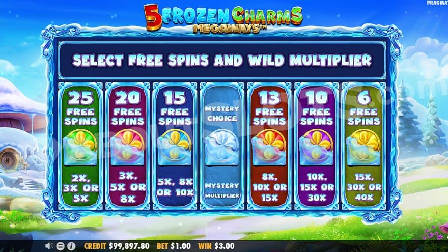 A menu letting the player choose between seven Free Spin modes.